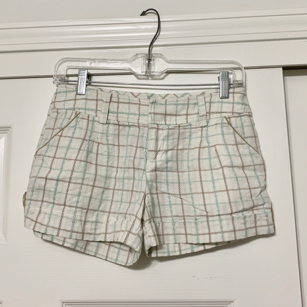 *DKNY* White Plaid Shorts